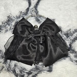 Satin Black Bow Tie Clutch Purse